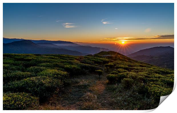 Landscpae view of sunrise over the Mountain  Print by Ambir Tolang