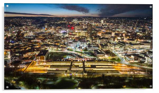 Sheffield Lit Up Acrylic by Apollo Aerial Photography