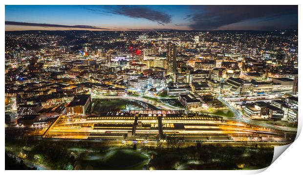 Sheffield Lit Up Print by Apollo Aerial Photography