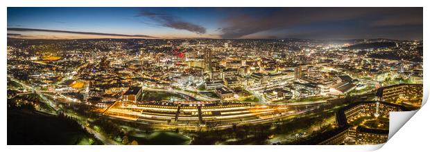 Sheffield Night Panorama Print by Apollo Aerial Photography
