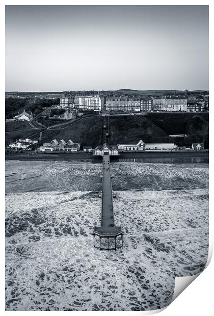 Saltburn By The Sea Pier Black and White Print by Apollo Aerial Photography