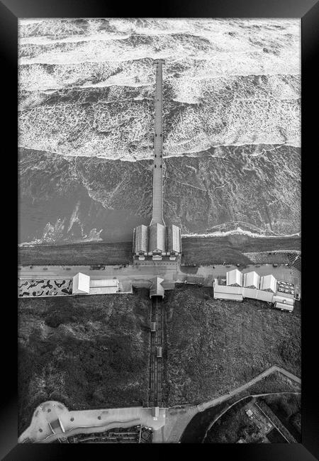 Saltburn Pier Black and White Framed Print by Apollo Aerial Photography