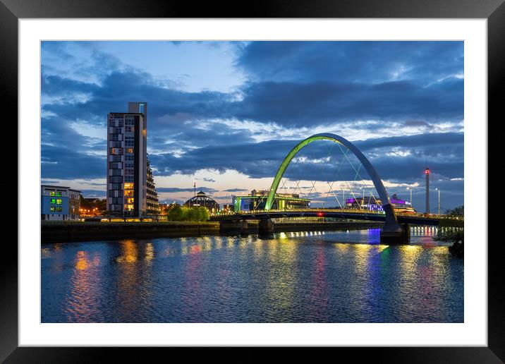 Glasgow Evening River View With Clyde Arc Bridge Framed Mounted Print by Artur Bogacki