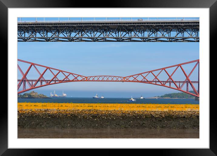 Spans of Forth Bridge and Forth Road Bridge  Framed Mounted Print by Artur Bogacki