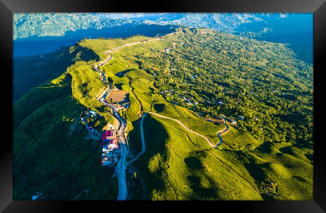 aerial view of tea farmland Framed Print by Ambir Tolang