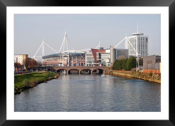 River Taff Cardiff Millennium Stadium Framed Mounted Print by Kevin Round