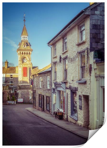 The clock tower, Hay-on-Wye Print by Richard Downs