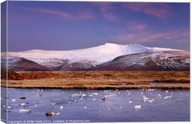 Brecon Beacons Winter Sunset. Canvas Print by Philip Veale