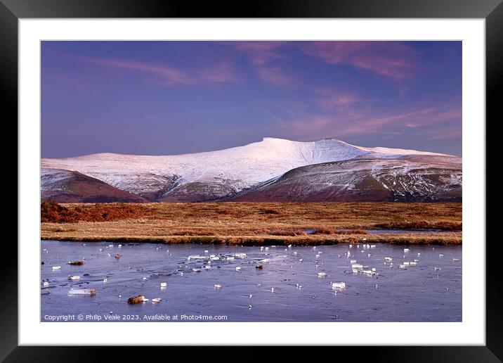 Brecon Beacons Winter Sunset. Framed Mounted Print by Philip Veale