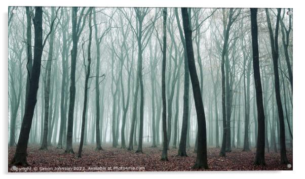 Woodland mist Acrylic by Simon Johnson