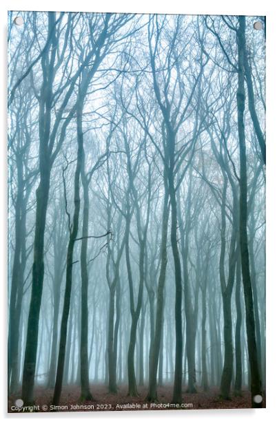 Woodland mist  Acrylic by Simon Johnson