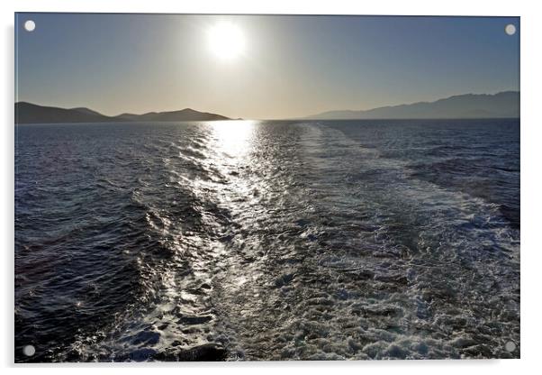 Sunlight on ferry wake, off Kos Acrylic by Paul Boizot