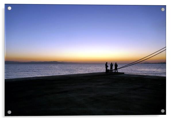 Dawn ferrymen, Kos Town 1 Acrylic by Paul Boizot