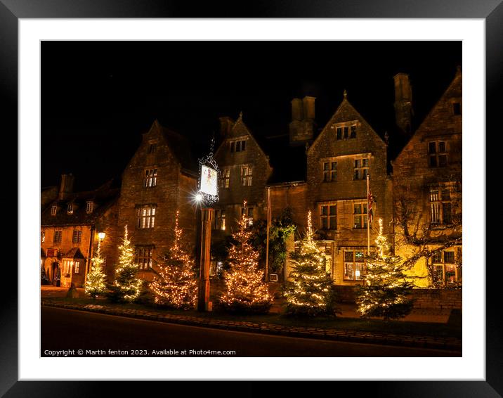 Winter time at the Lygon Arms Framed Mounted Print by Martin fenton