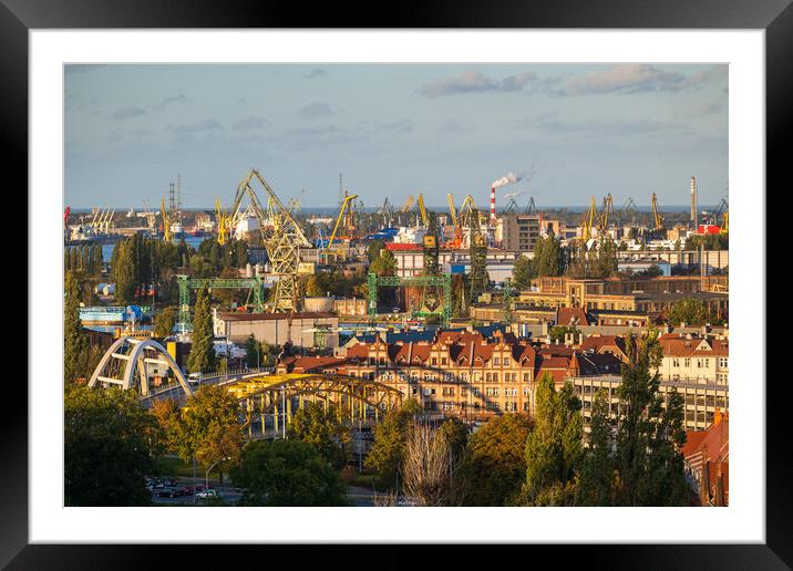 Gdansk Shipyard Industrial Cityscape In Poland Framed Mounted Print by Artur Bogacki