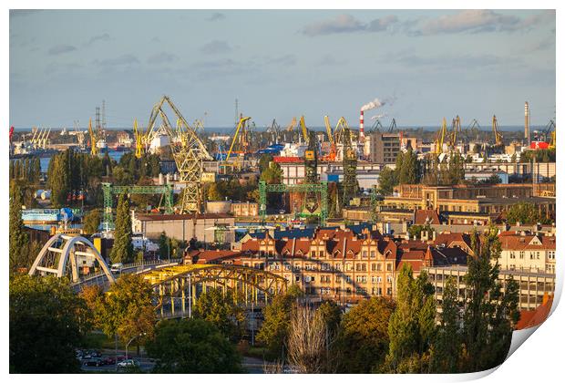 Gdansk Shipyard Industrial Cityscape In Poland Print by Artur Bogacki