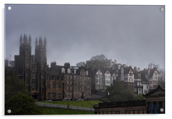 Edinburgh Old Town Skyline On Foggy Day Acrylic by Artur Bogacki