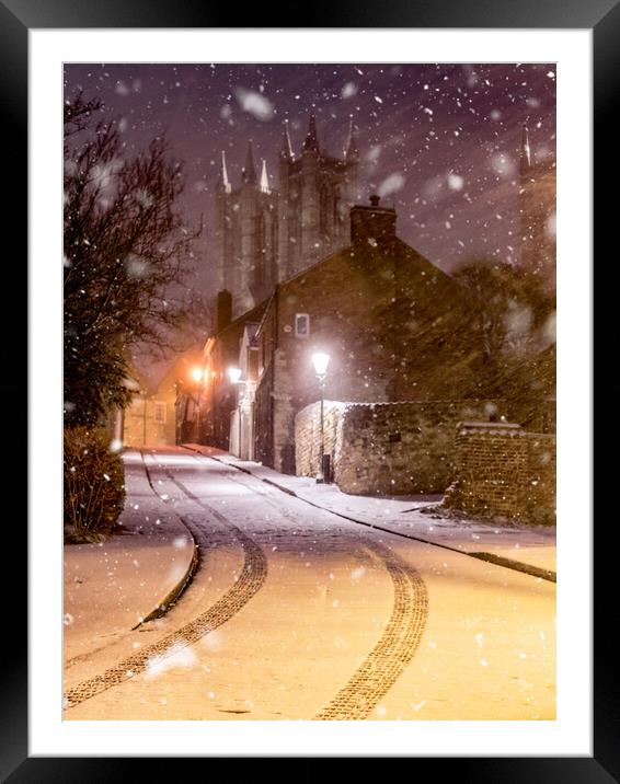 Snow falling in Lincoln  Framed Mounted Print by Andrew Scott