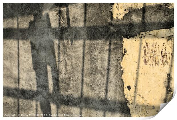 A close up of a street wall with shadows Print by Kevin Plunkett