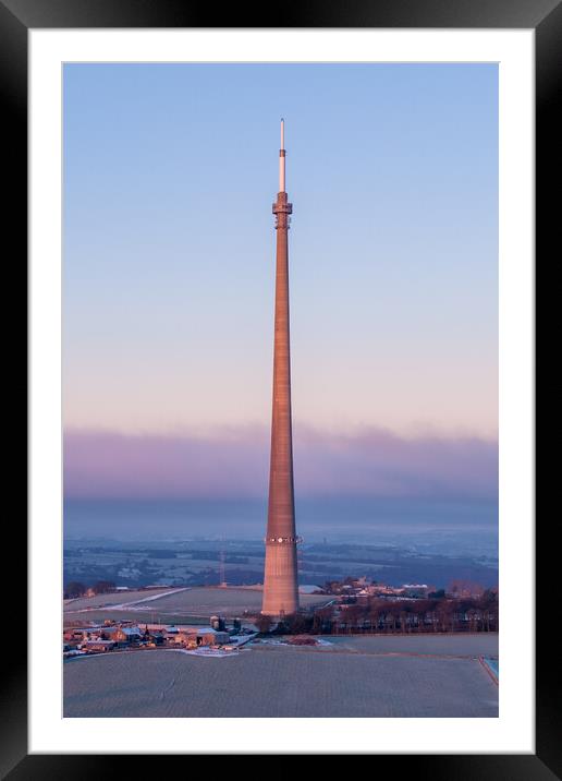 Emley Moor TV Transmitter Framed Mounted Print by Apollo Aerial Photography