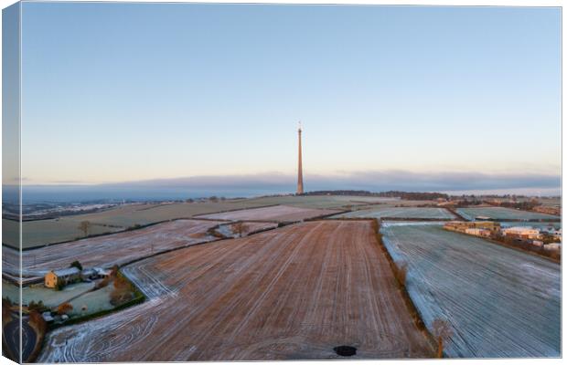 Cold Morning on Emley Moor Canvas Print by Apollo Aerial Photography