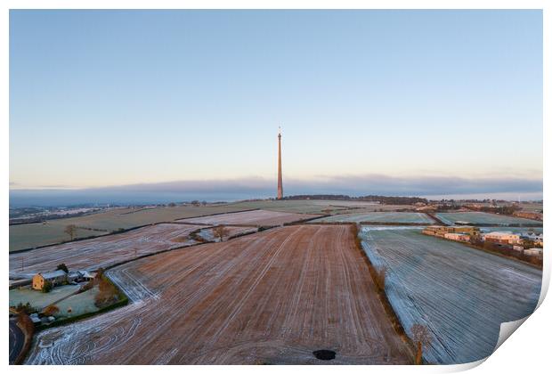 Cold Morning on Emley Moor Print by Apollo Aerial Photography