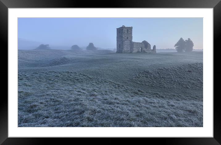 Knowlton church winters morning  Framed Mounted Print by Shaun Jacobs