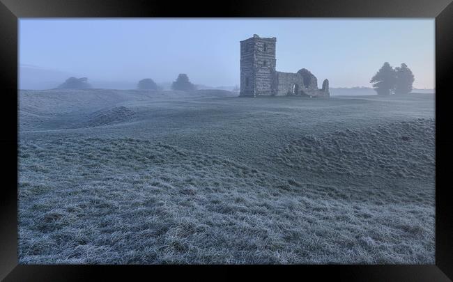 Knowlton church winters morning  Framed Print by Shaun Jacobs
