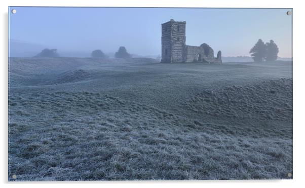 Knowlton church winters morning  Acrylic by Shaun Jacobs