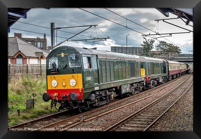 A pair of Class 20 Diesel Locomotives on a special train Framed Print by Rodney Hutchinson