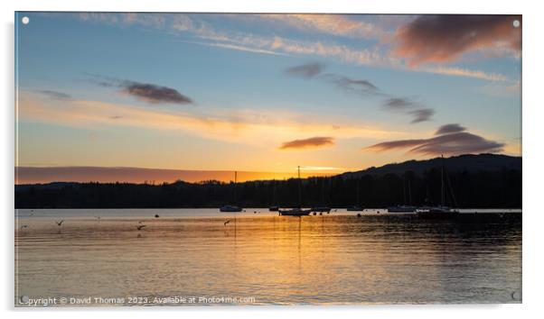 Sunset on Lake Windermere Acrylic by David Thomas
