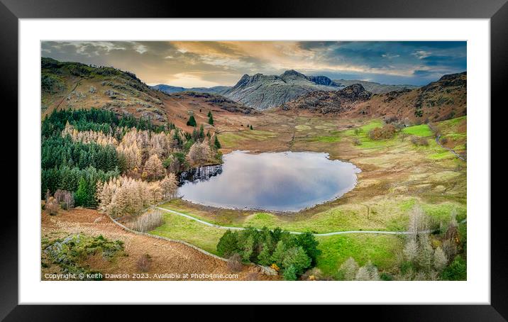 Aerial Shot of Blea Tarn in Autumn Framed Mounted Print by Keith Dawson