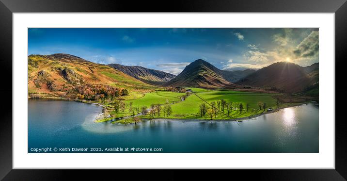 Aerial Shot of Buttermere in the Autumn Framed Mounted Print by Keith Dawson