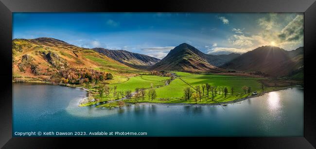 Aerial Shot of Buttermere in the Autumn Framed Print by Keith Dawson