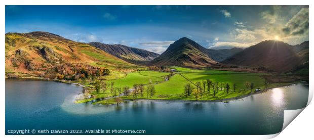 Aerial Shot of Buttermere in the Autumn Print by Keith Dawson