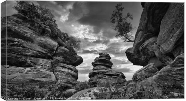 Brimham Rocks in Black and White Canvas Print by Keith Dawson
