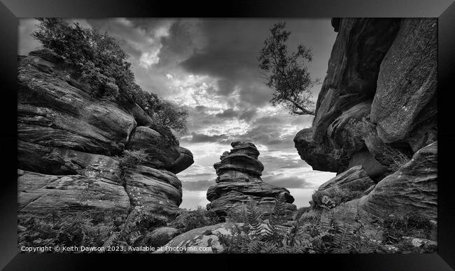 Brimham Rocks in Black and White Framed Print by Keith Dawson