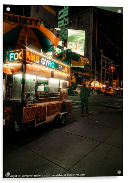 NYC Street Food Acrylic by Benjamin Brewty