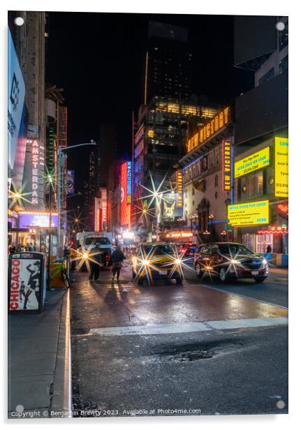 New York City Streets Acrylic by Benjamin Brewty