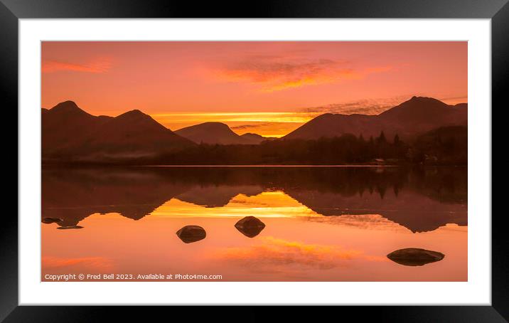 Sunset over Derwentwater Lake District Framed Mounted Print by Fred Bell