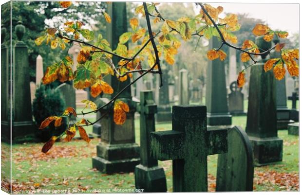 Hallowe'en in Dean Cemetery - Autumn Leaves and Gravestones Canvas Print by Lee Osborne