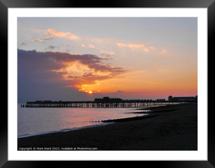 December Sunset over Hastings Pier. Framed Mounted Print by Mark Ward