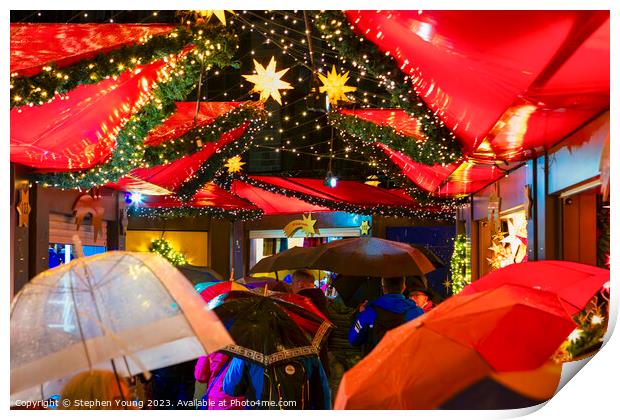 Cologne Christmas: Rain-kissed Umbrellas Print by Stephen Young