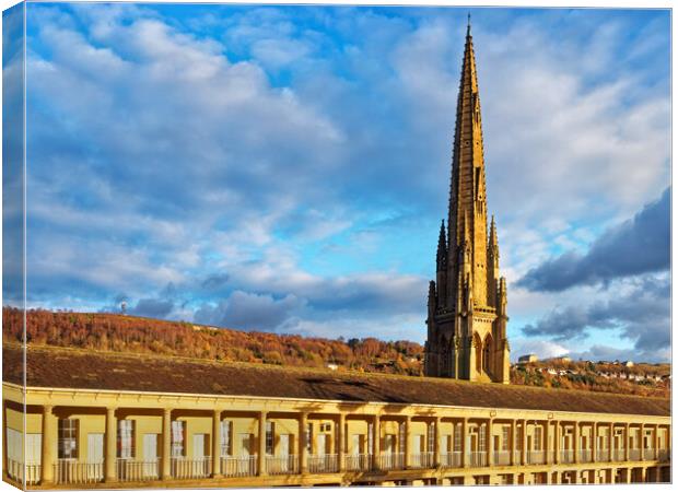 Halifax Piece Hall and Square Church Spire Canvas Print by Darren Galpin