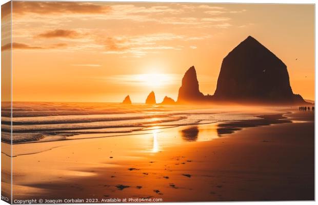 Idyllic image of the sunset in the Cannon beach area, Oregon. Canvas Print by Joaquin Corbalan