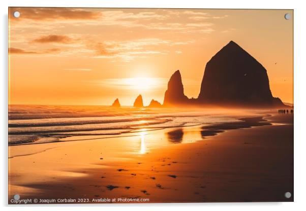 Idyllic image of the sunset in the Cannon beach area, Oregon. Acrylic by Joaquin Corbalan