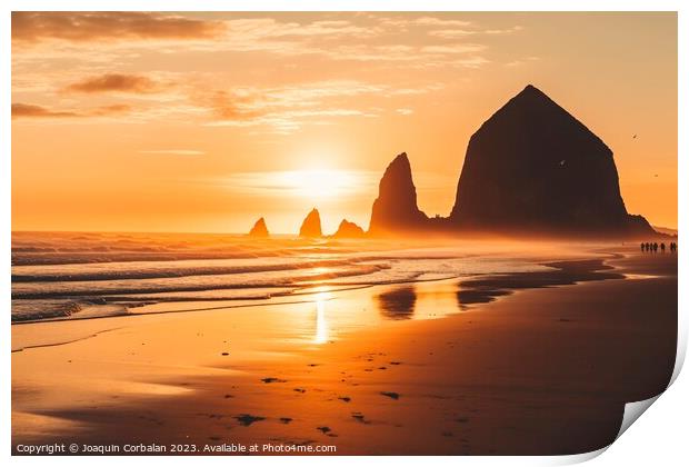 Idyllic image of the sunset in the Cannon beach area, Oregon. Print by Joaquin Corbalan