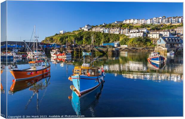 Harbour Reflections, Mevagissey Canvas Print by Jim Monk