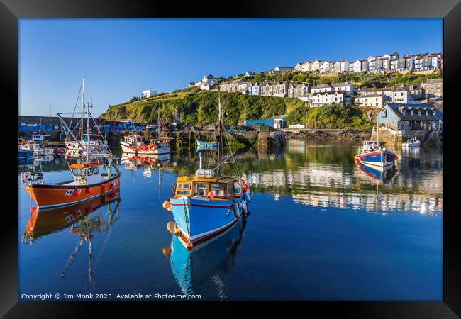 Harbour Reflections, Mevagissey Framed Print by Jim Monk