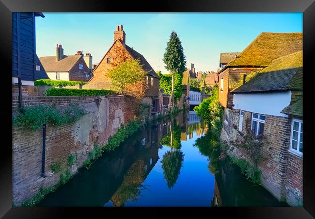 River Stour Reflections Canterbury  Framed Print by Alison Chambers